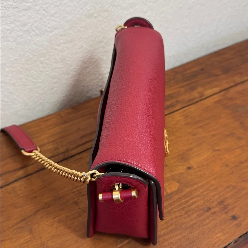 Tory Burch Chelsea Elegant Red Leather Crossbody Bag